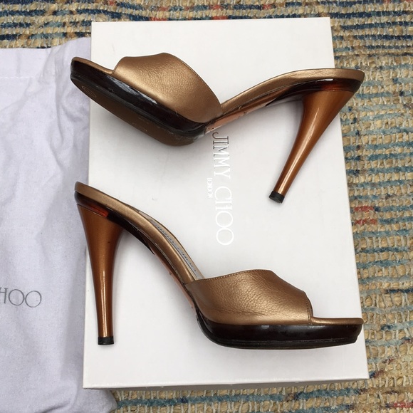 Jimmy Choo Shoes - Jimmy choo golden sand mule heels
